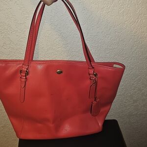 Coach Vibrant Red Leather Tote